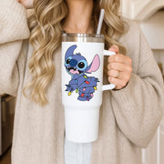 Cute Blue Alien Fairylights Tumbler 3