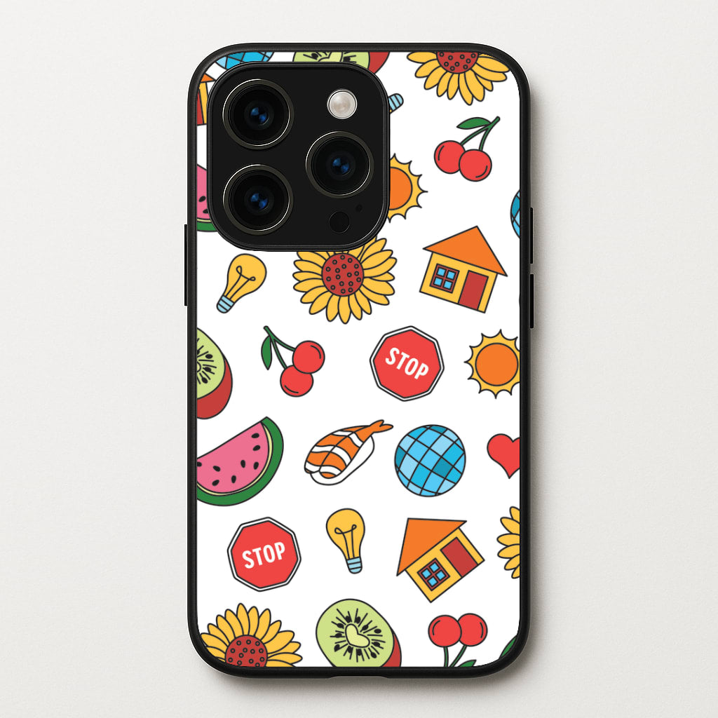 Harry Stickers Pattern iPhone 15 Pro Max Case