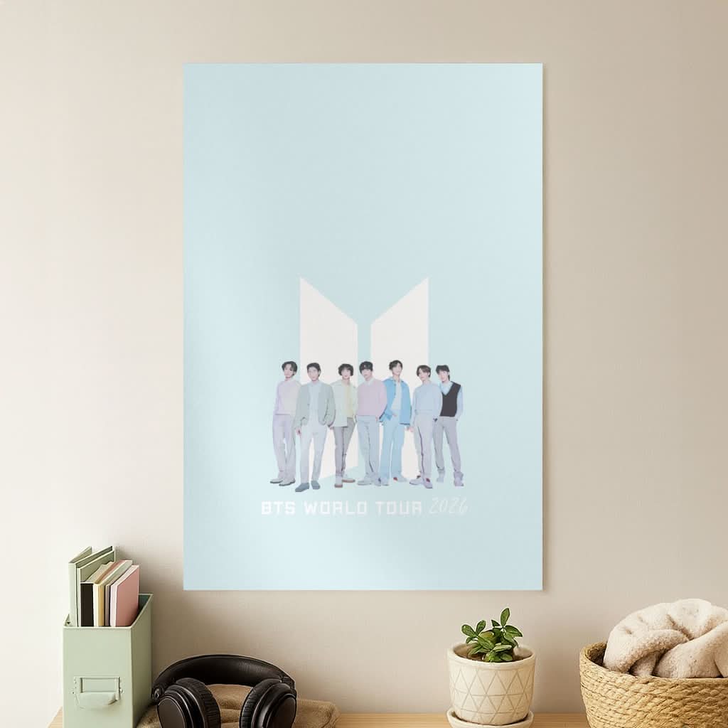 K-Pop Band Tour Pastel Blue Poster