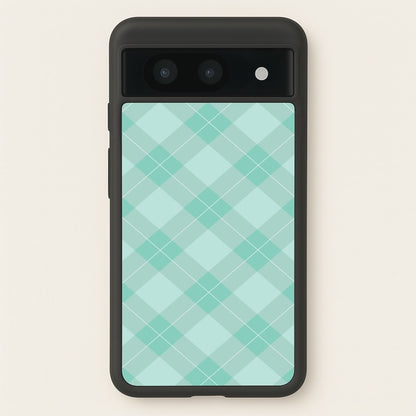 Light Cyan Tartan Christmas Pattern Google Pixel 8a Case