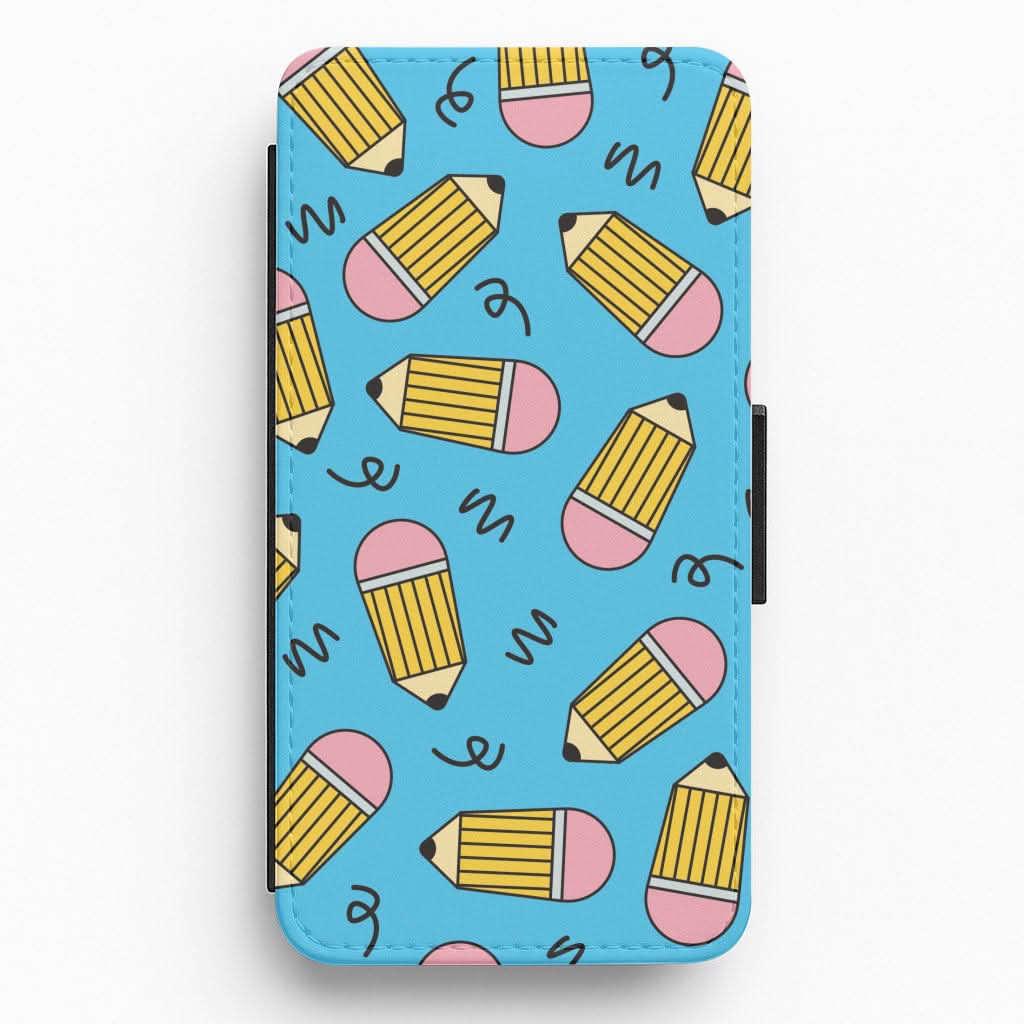 Pencils And Scribbles Pattern Flip / Wallet Phone Case