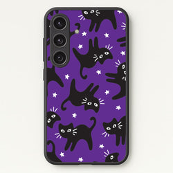 Cartoon Black Cats And Stars Pattern Galaxy S24 Case