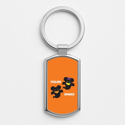 Feeling Spooky Mouse Ghosts Silver Metal Keyring