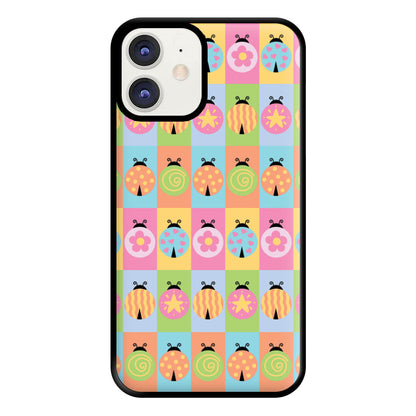 Cartoon Ladybugs Colourful Pattern iPhone 12 / 12 Pro Case