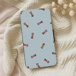 Race Cars Pattern Blue Leather Phone Case