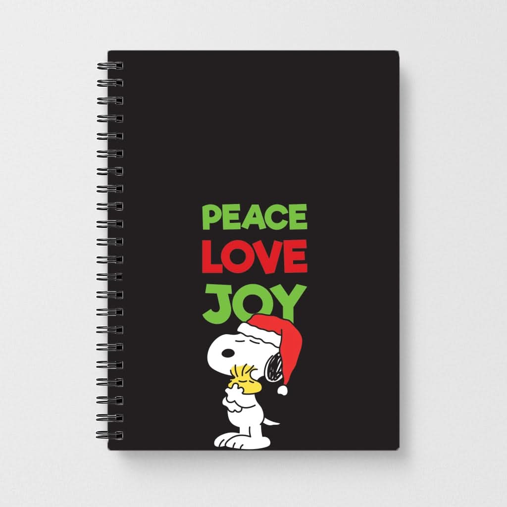 Peace, Love, Joy Christmas Cartoon Beagle Notebook