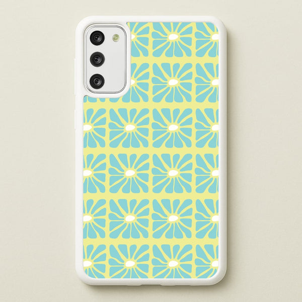 Square Abstract Flowers Blue Galaxy S20FE Case