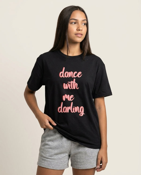 Dance With Me Darling - Fender T-Shirt — Black Front, worn