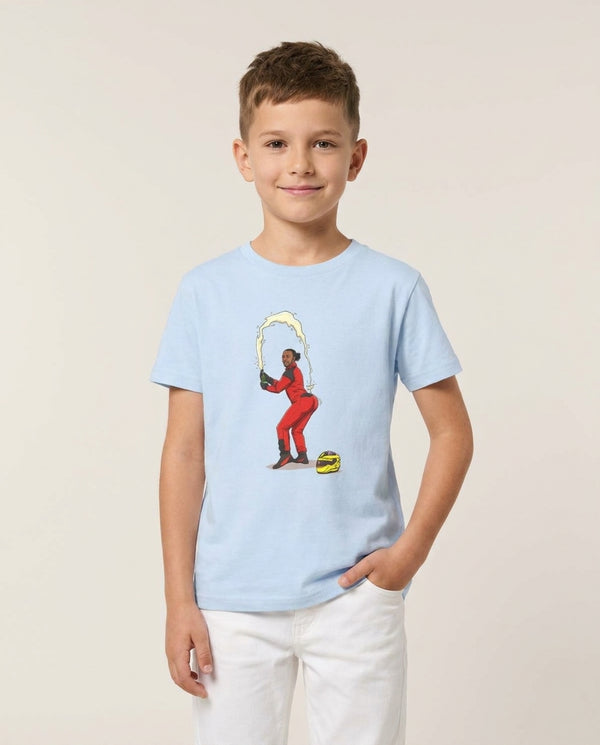 "Brake" The Internet Kids T-Shirt — Blue Front, worn