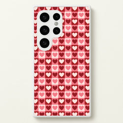 Pink Tartan Love Hearts Pattern Galaxy S24 Ultra Case