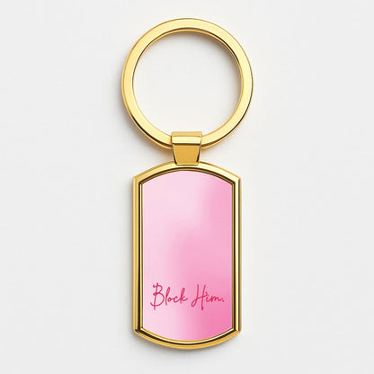 Block Him Pink Gradient Gold Keyring