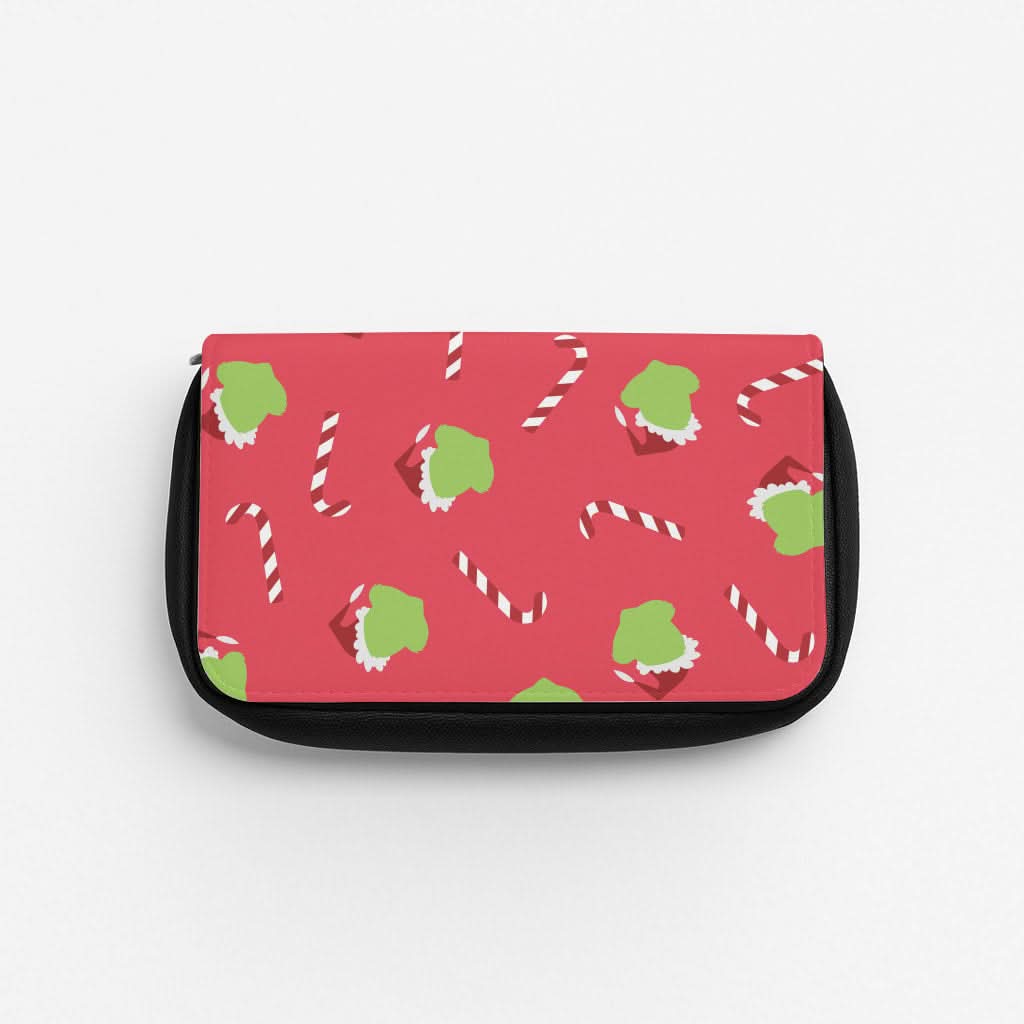 Green Creature And Candy Canes Pattern Pencil Case