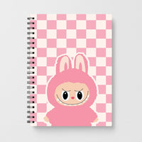 Checkered Cute Pink Monster  Notebook