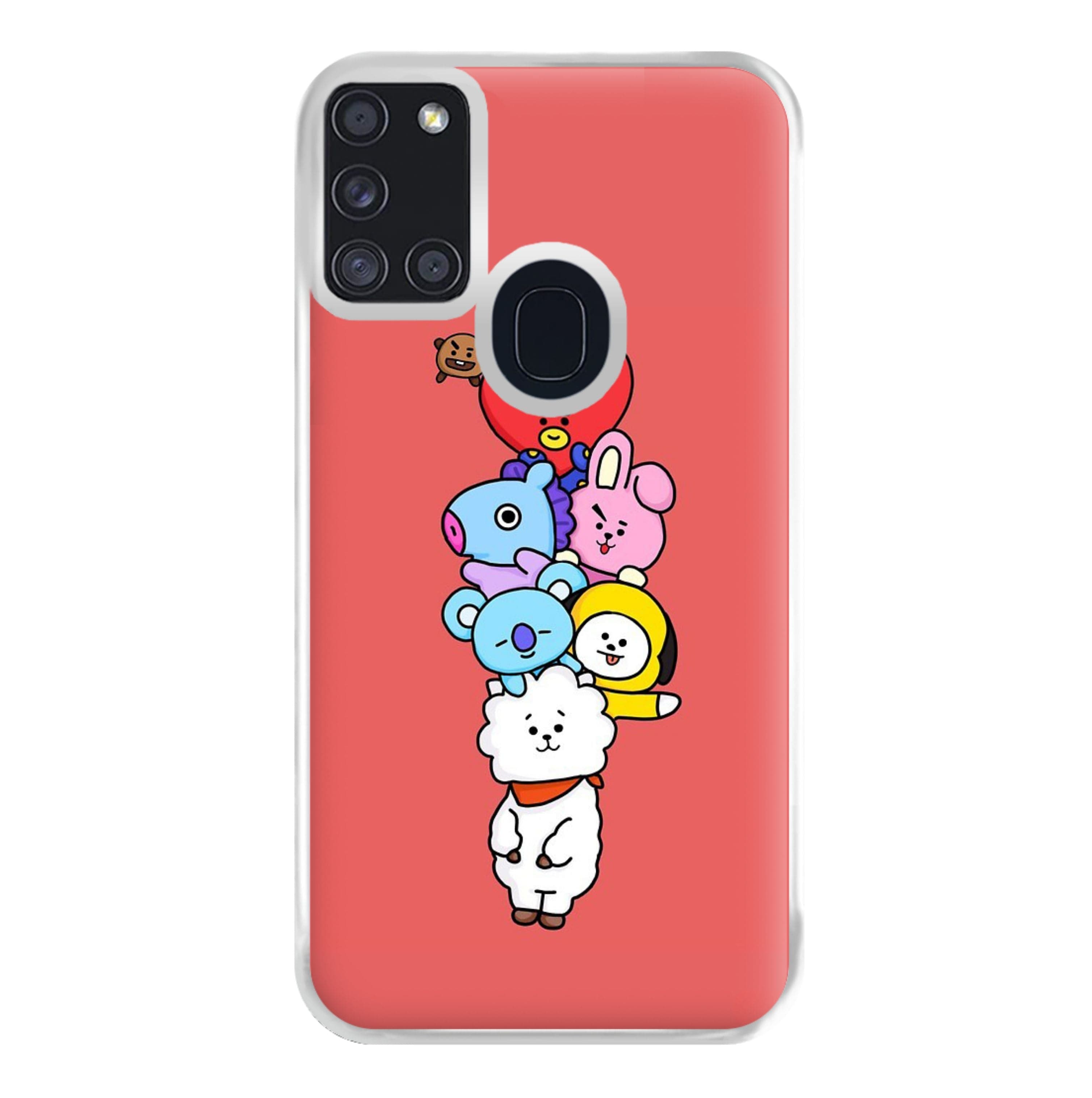 Red BT21 - RJ, Mang, Koya, Chimmy, Cooky, Shooky, Tata - K Pop Phone Case