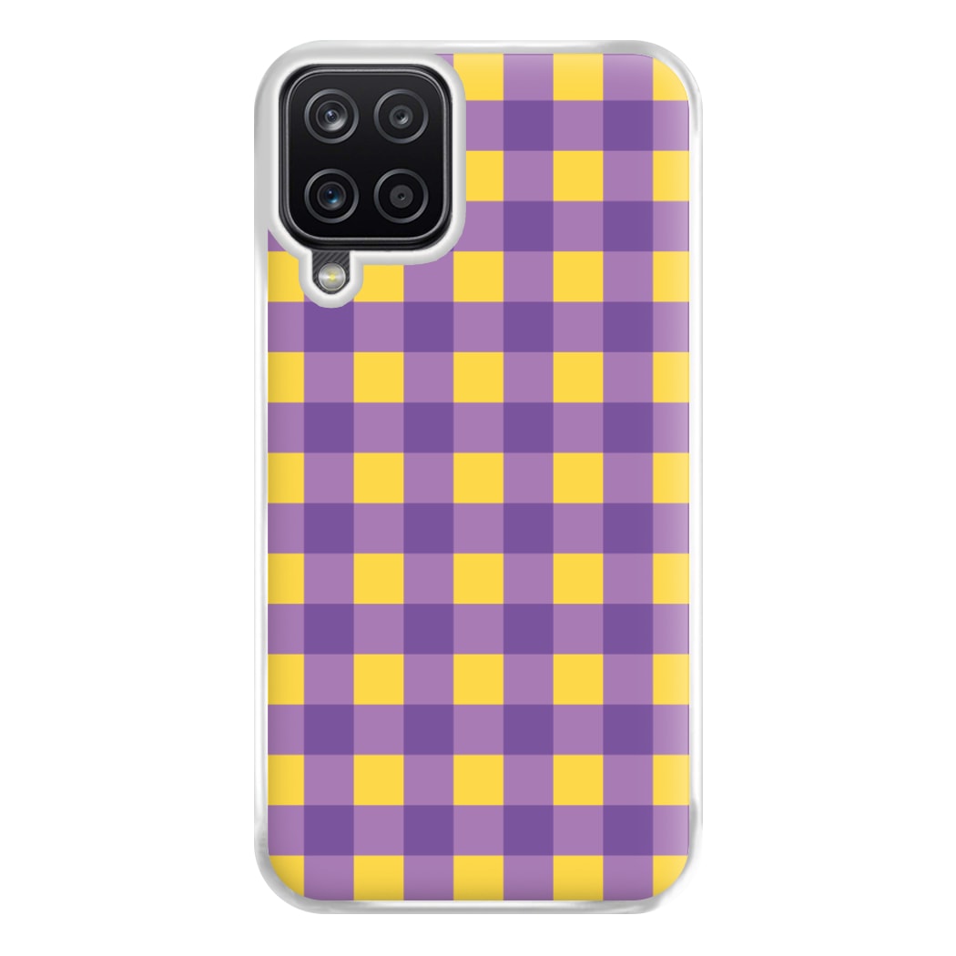 Purple And Yellow Checkered Pattern Galaxy A12 Case