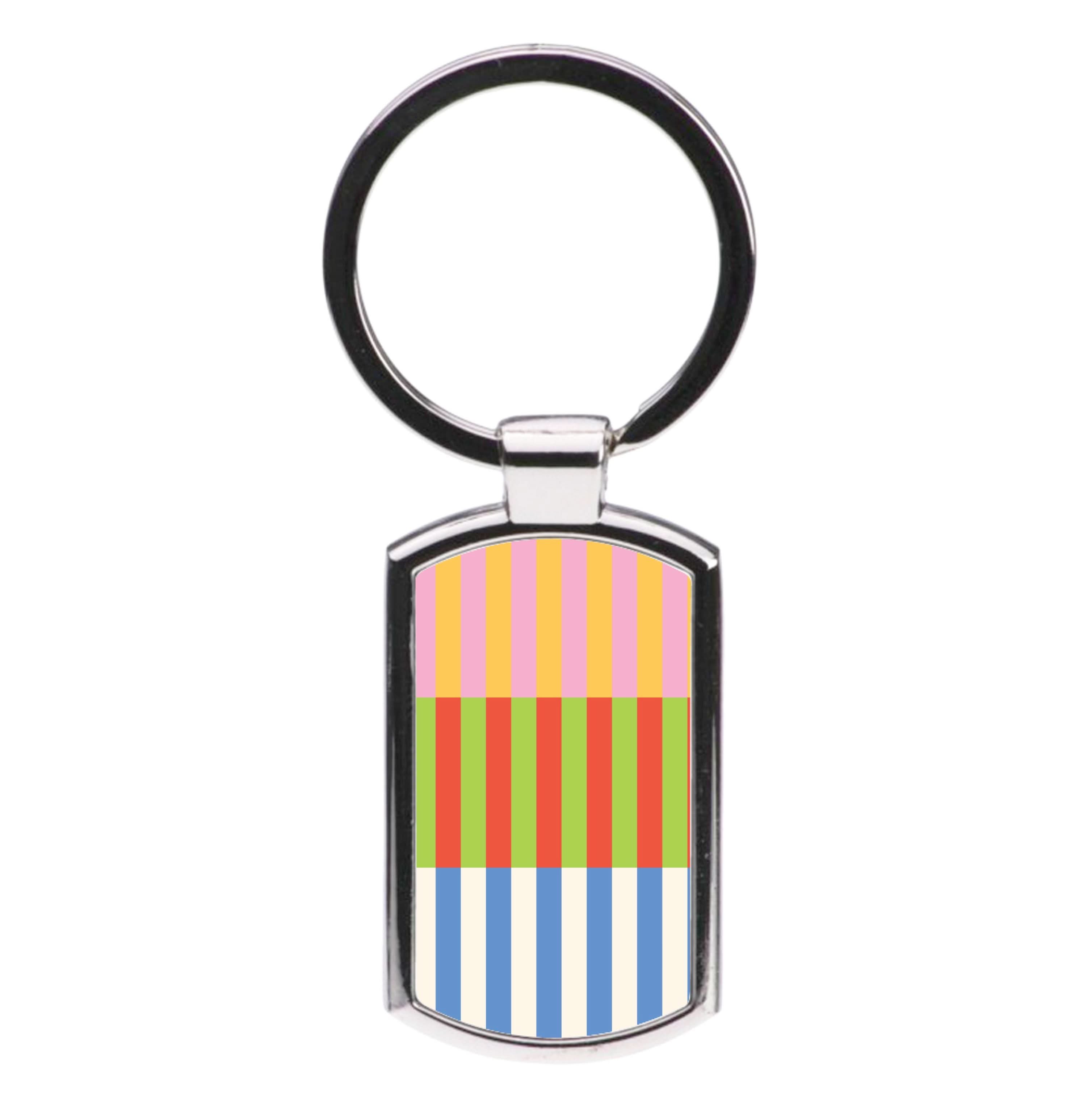 Colourful Stripes Pattern Luxury Keyring