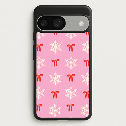 Coquette Bows And Snowflakes Pattern Google Pixel 9 / 9 Pro Case