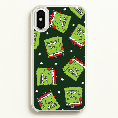 Grumpy Christmas Cartoon Sponge Pattern iPhone XS Max Case