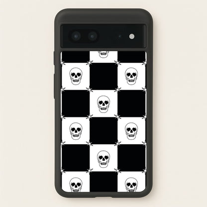 Checkered Skulls Pattern Google Pixel 7 Case