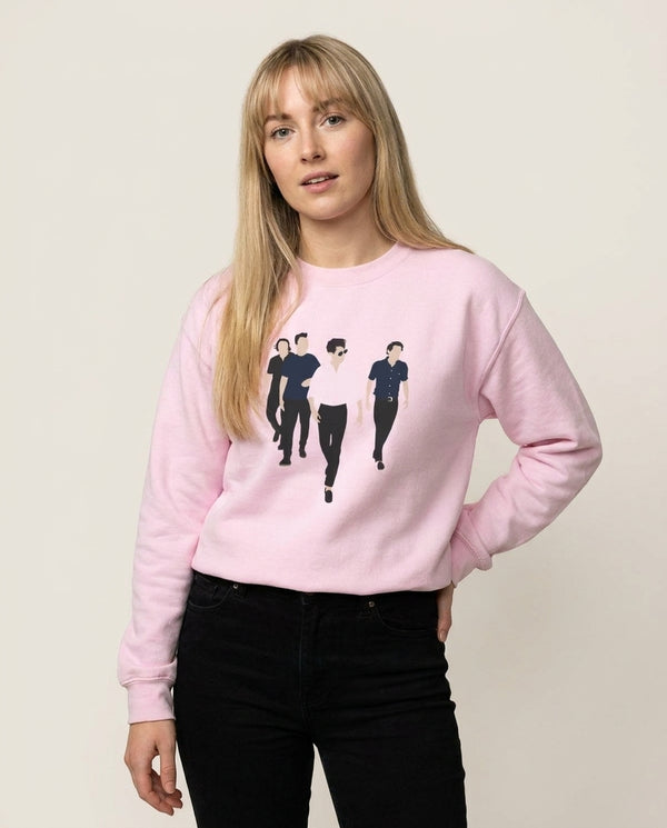 Walking Sweatshirt — Pink Front, worn