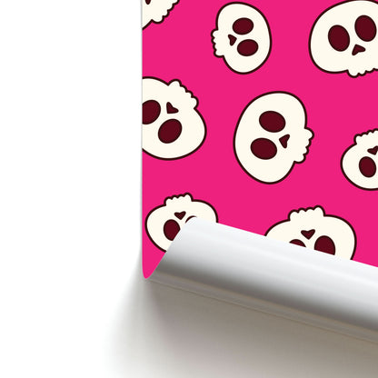 Pink Skulls Pattern Poster