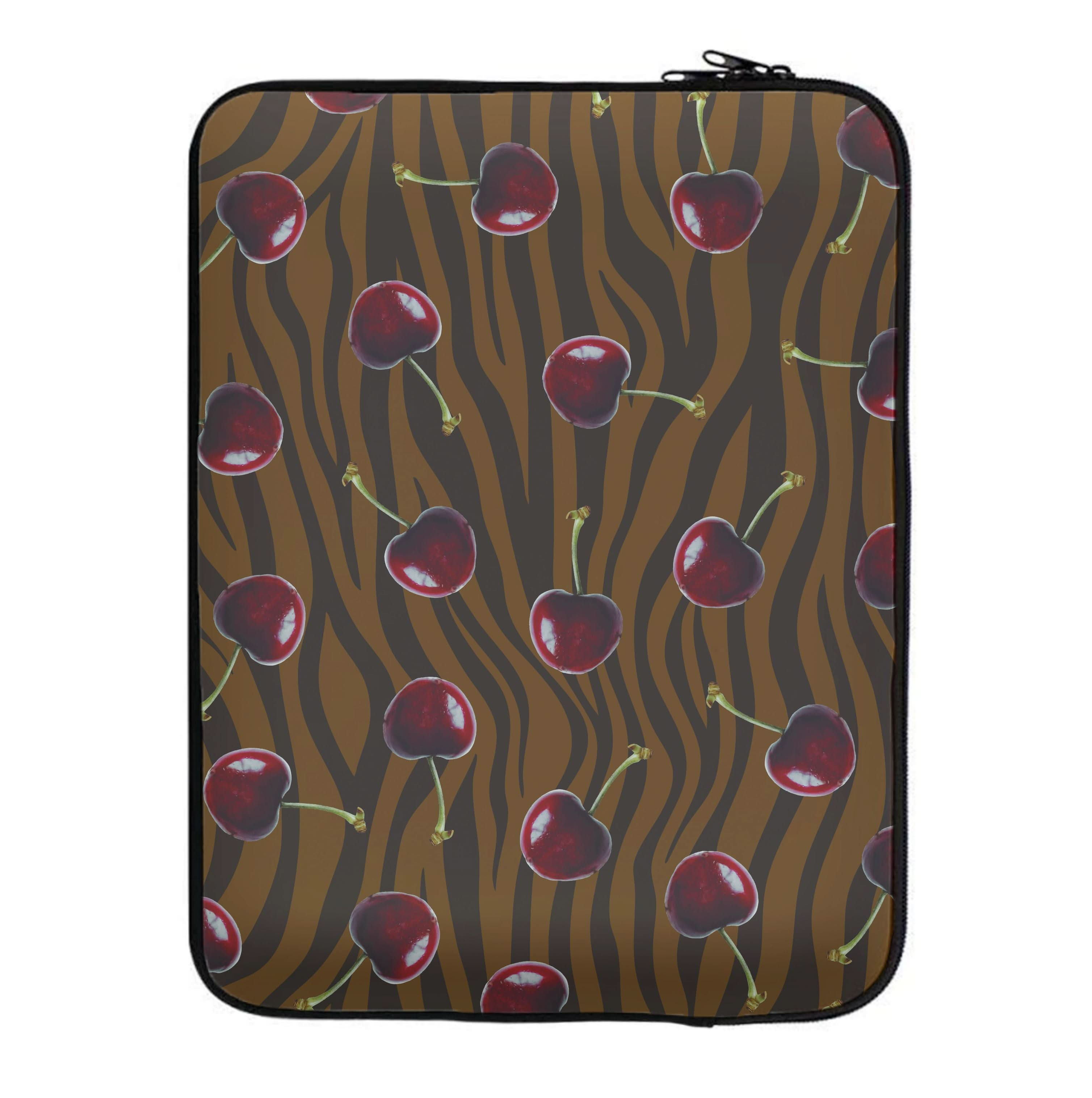 Animal Print With Cherries Pattern Laptop Sleeve