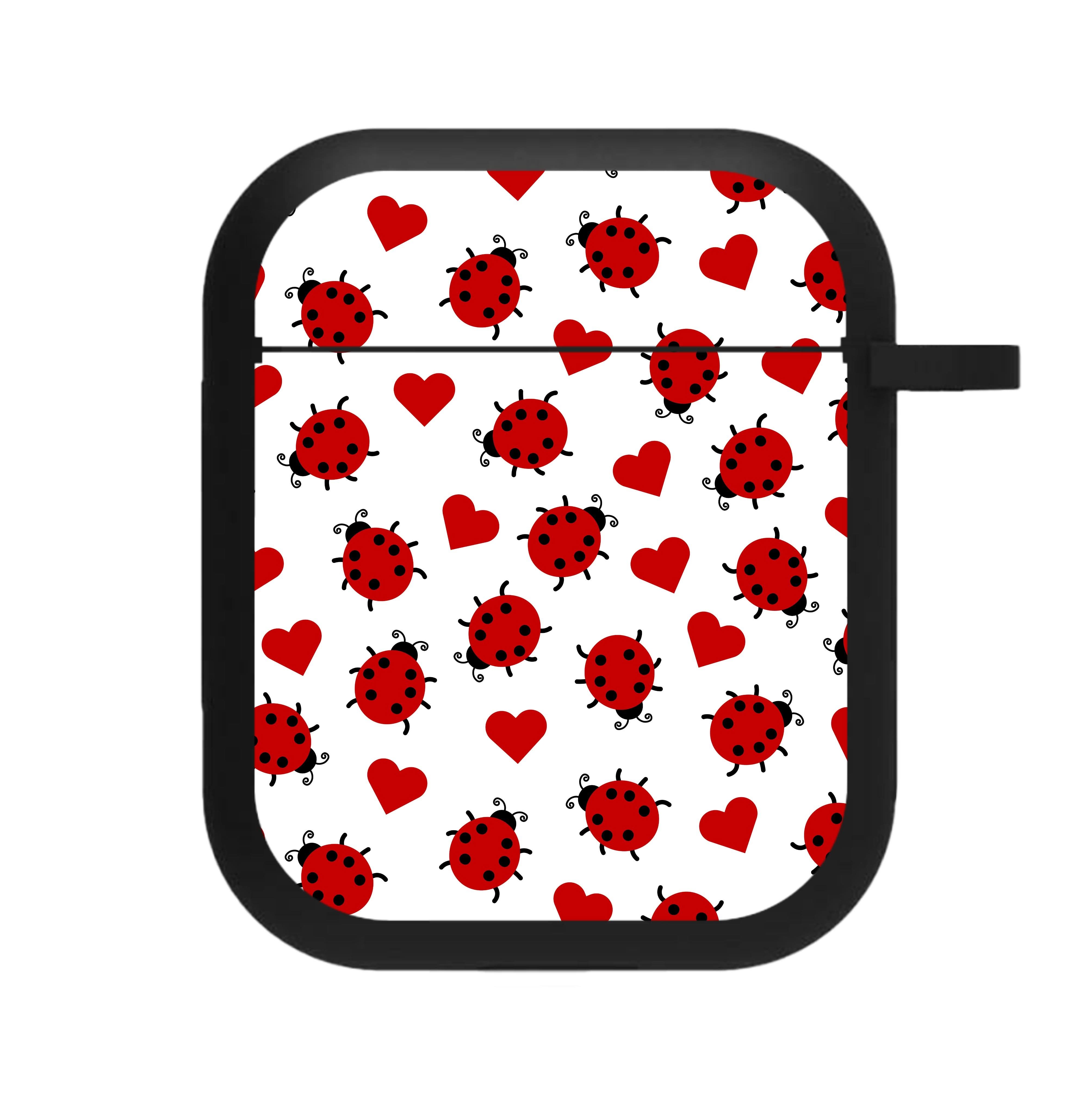 Ladybugs And Hearts Pattern AirPods Case