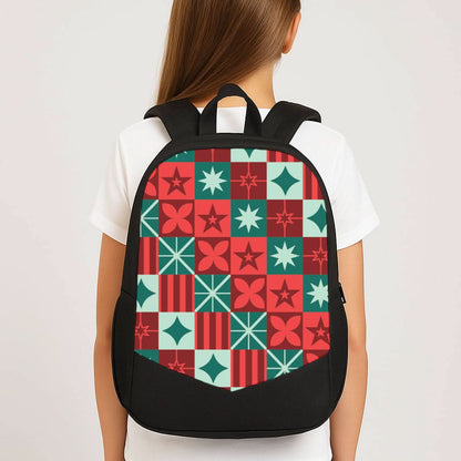 Geometric Square Christmas Pattern School Bag
