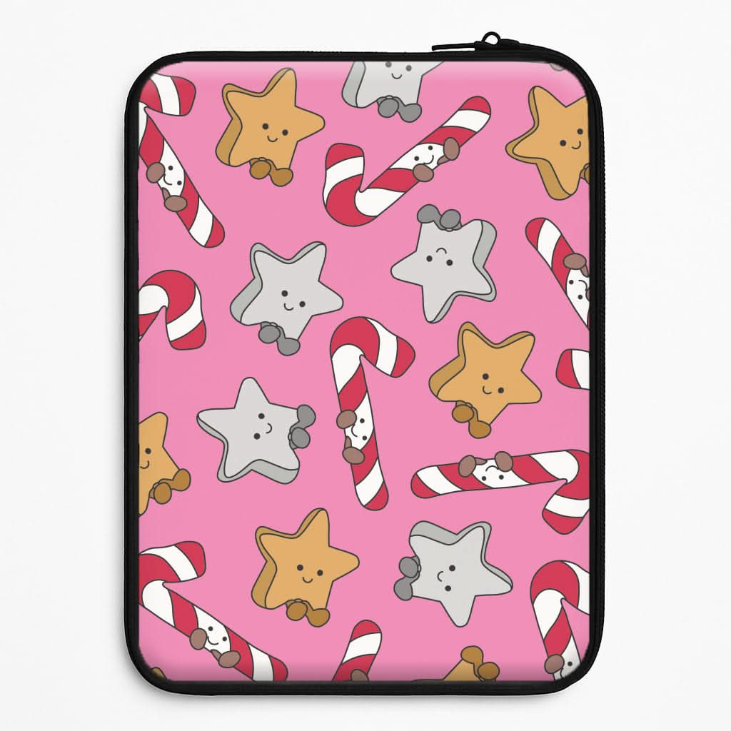 Pink Christmas Plushies Pattern Laptop Sleeve