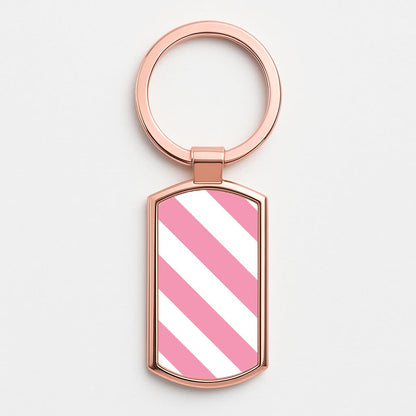 Candy Cane Stripes Rose Gold Keyring