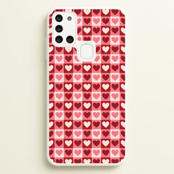 Pink Tartan Love Hearts Pattern Galaxy A21s Case