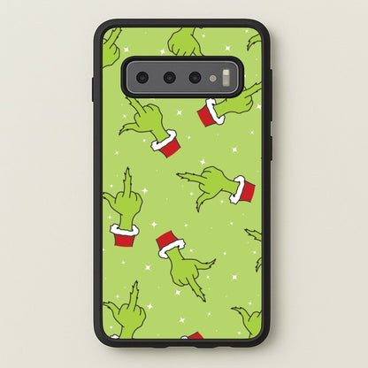 Green Middle Finger Christmas Pattern Galaxy S10 Case