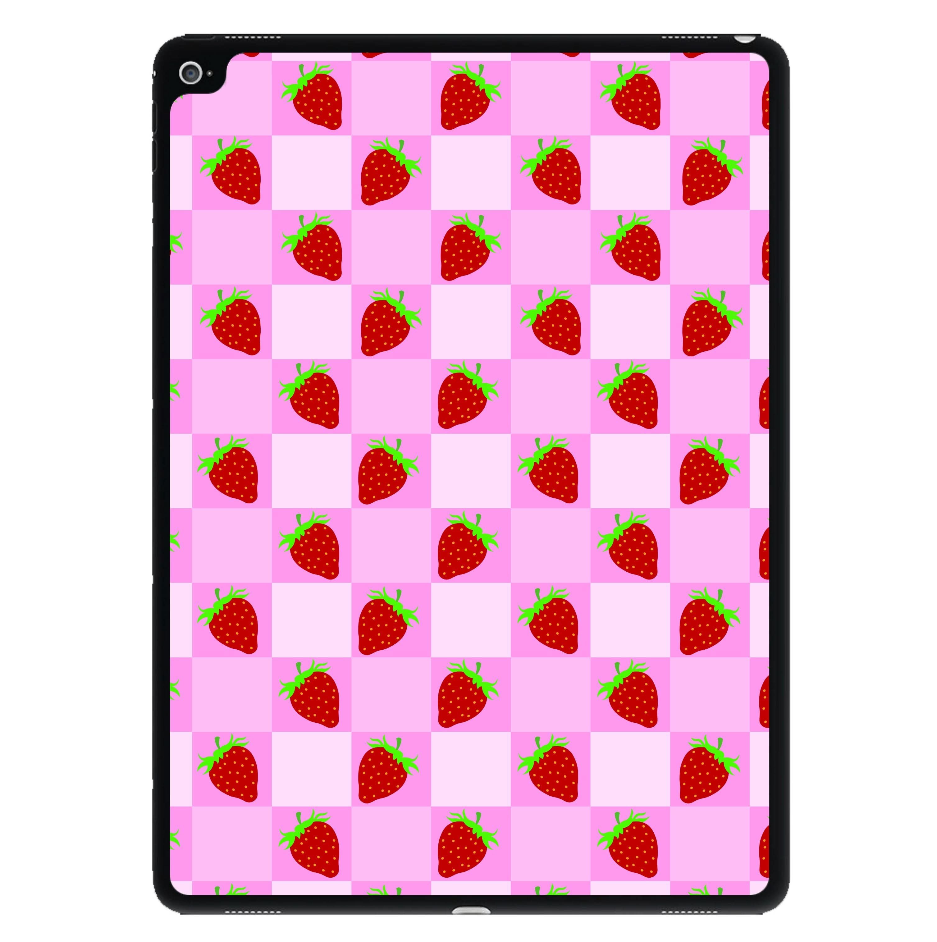 Checkered Strawberries Pattern iPad Case