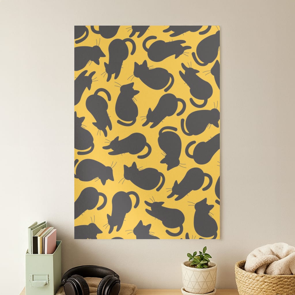 Black Cat Silhouettes Pattern Poster
