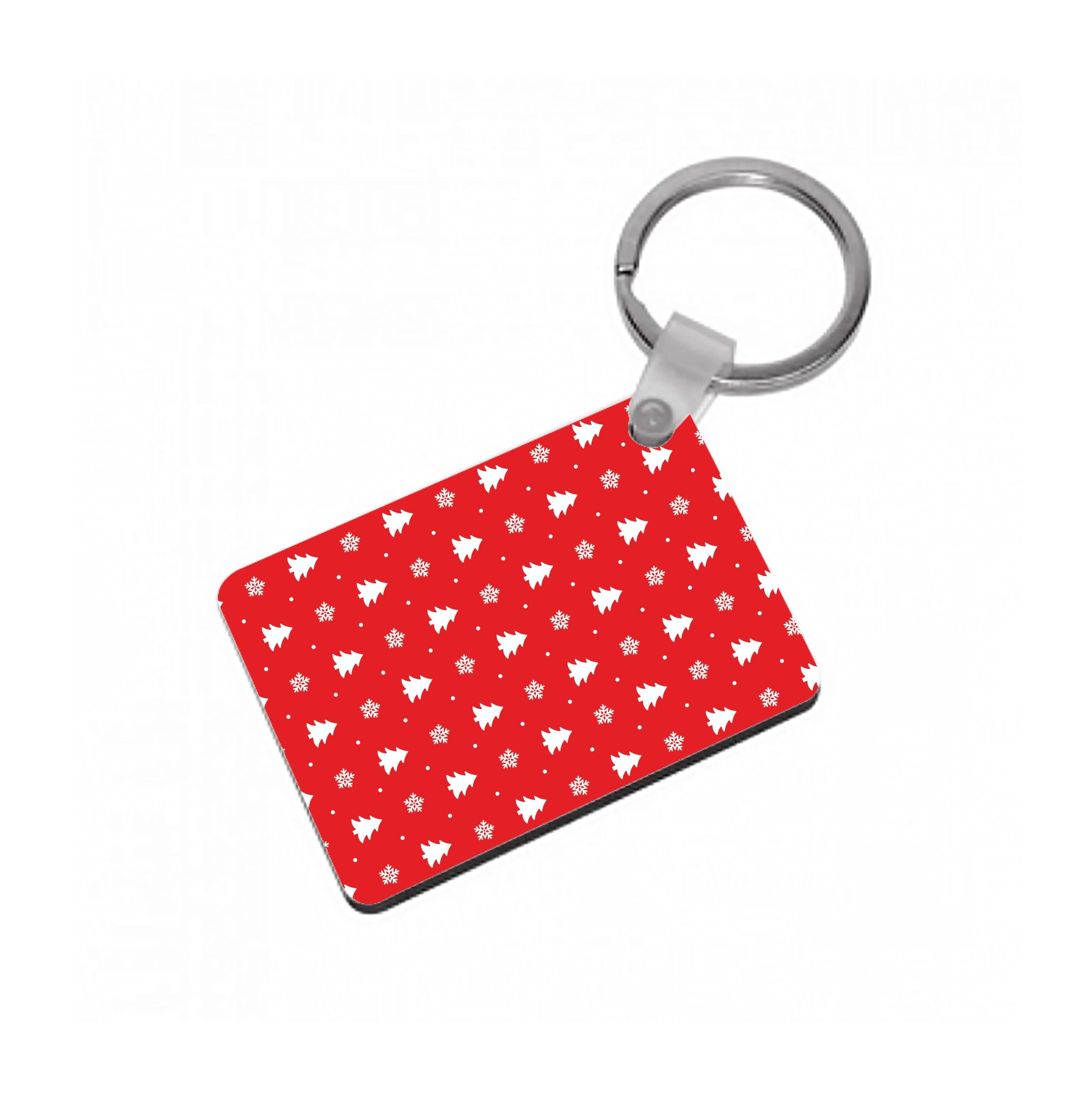 Red Tree Pattern Keyring