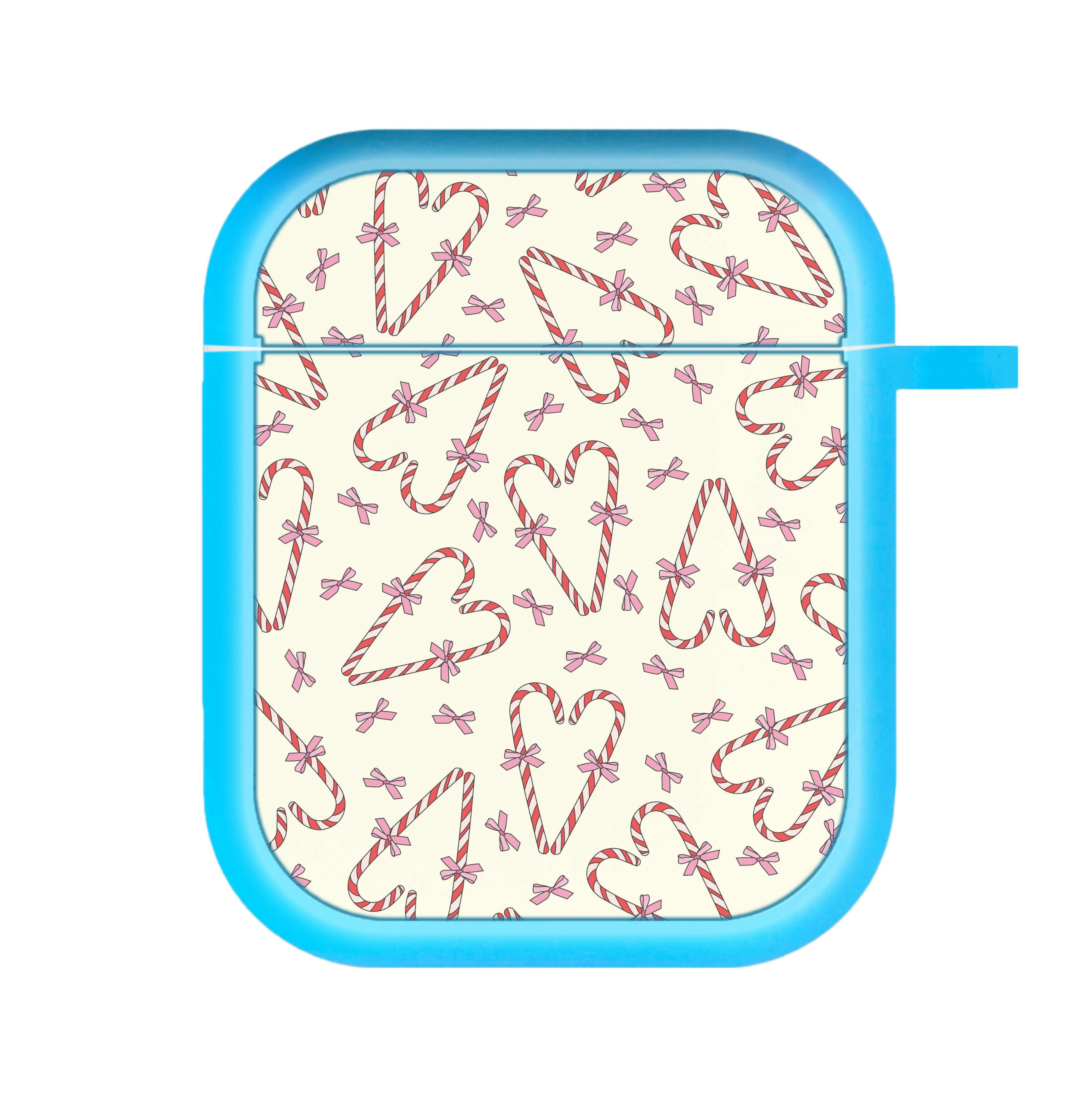 Candy Cane Love Heart Pattern AirPods Case