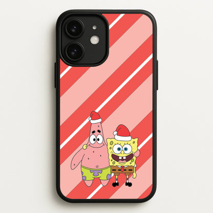 Cartoon Sponge And Starfish Christmas Hats iPhone 11 Case
