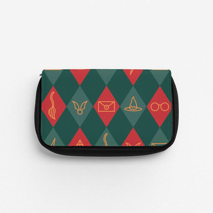 Christmas Wizard Icons Argyle Pattern Pencil Case
