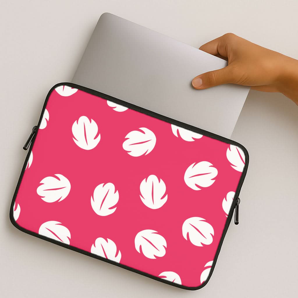 Red And White Cartoon Leaves Pattern MacBook Cover