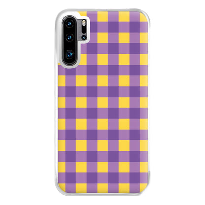 Purple And Yellow Checkered Pattern Huawei P30 Pro Case