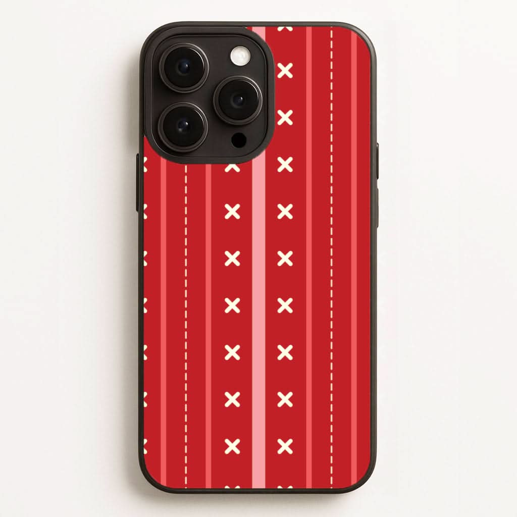 Stripes And Stitches Red Christmas Pattern Phone Case for Apple iPhone, Samsung Galaxy, Huawei and Google Pixel