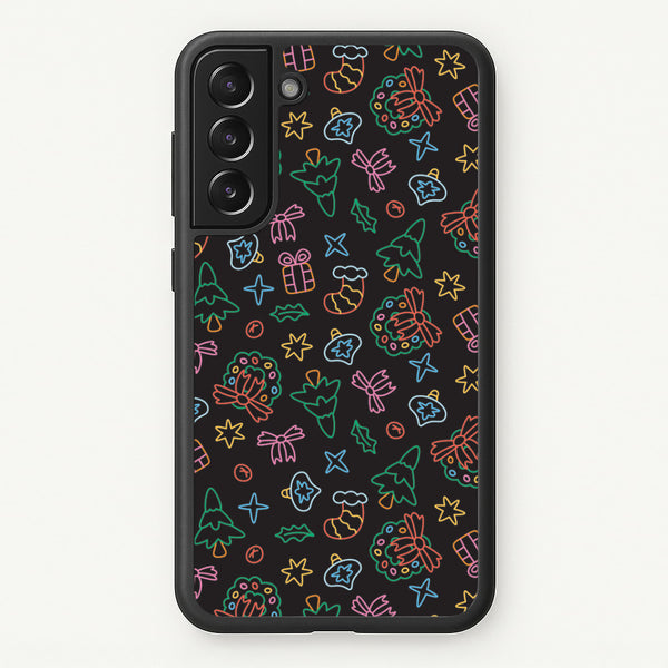 Neon Christmas Icons Pattern I Galaxy S22 Plus Case