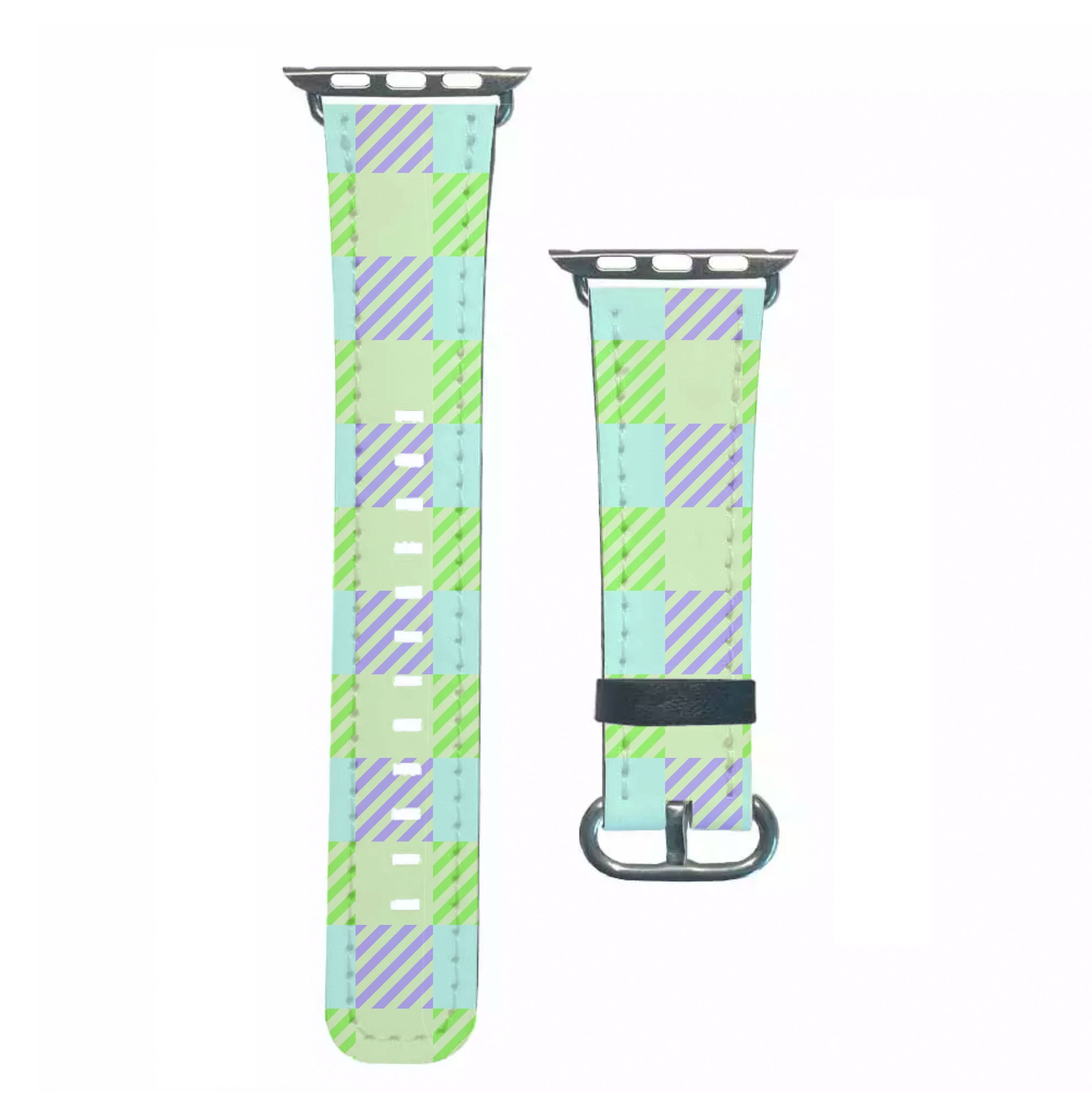 Green And Purple Checkered Apple Watch Strap