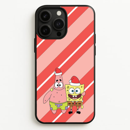 Cartoon Sponge And Starfish Christmas Hats iPhone 13 Pro Case