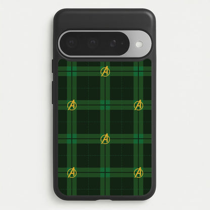Superhero Team Green Tartan Pattern Google Pixel 10 Pro XL Case