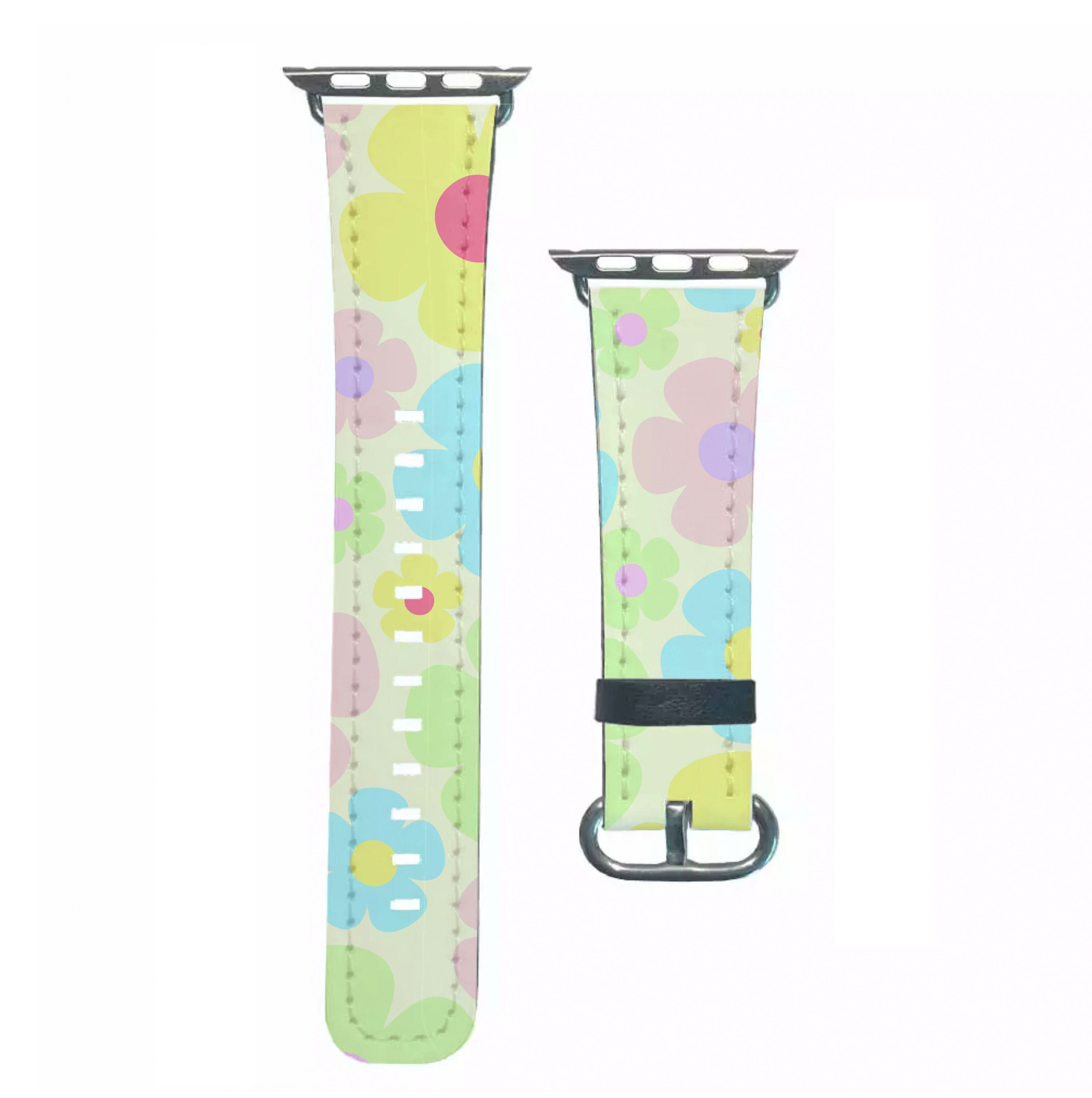 Rainbow Flowers Pattern Apple Watch Strap