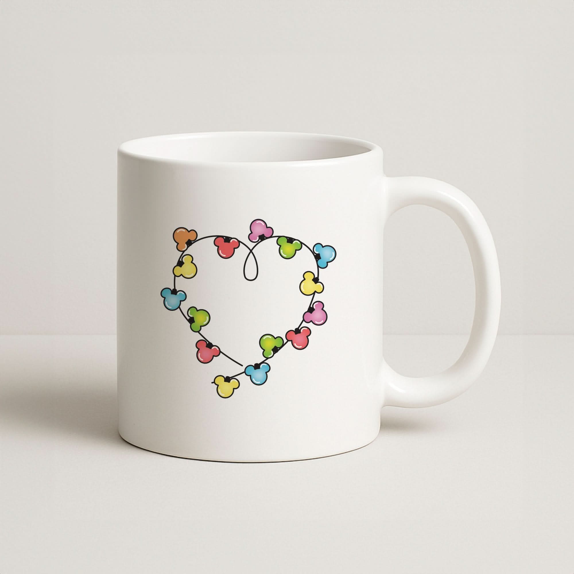 Cartoon Mouse Christmas Fairylights Heart Coffee Mug