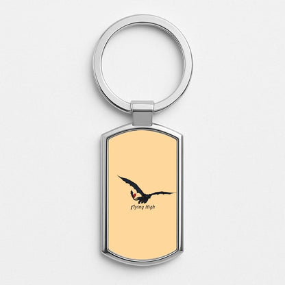 Dragon Flying High Silver Metal Keyring