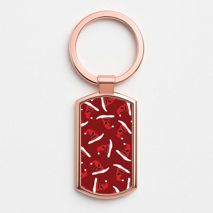 Sorting Christmas Hat Pattern Rose Gold Keyring