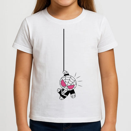 Pink Hanging Spider Hero  Girls T-Shirt